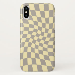 Retro Gray Yellow Pastel Warped Checkerboard   Case-Mate iPhone Case