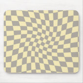Retro Gray Yellow Pastel Warped Checkerboard Muismat (Voorkant)