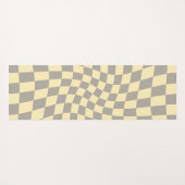 Retro Gray Yellow Pastel Warped Checkerboard Yogamat (Achterkant (horizontaal))