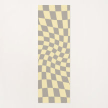 Retro Gray Yellow Pastel Warped Checkerboard