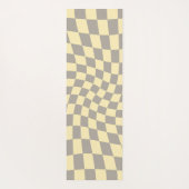 Retro Gray Yellow Pastel Warped Checkerboard Yogamat (Achterkant)