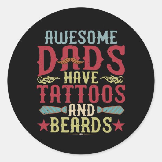  Retro Great Dads hebben Tattoos en paden Ronde Sticker (Voorkant)