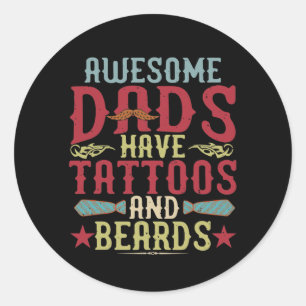 Retro Great Dads hebben Tattoos en paden Ronde Sticker