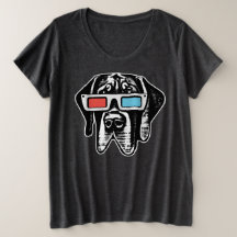 Retro Great Dane met 3D Glasses Womens Shirt