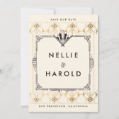 Retro Great Gatsby Art Deco Foto Bewaar de datums Save The Date (Voorkant)