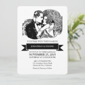 Retro  Great Gatsby Style Art Deco Wedding Kaart (Staand voorkant)
