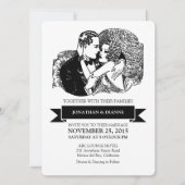 Retro  Great Gatsby Style Art Deco Wedding Kaart (Voorkant)