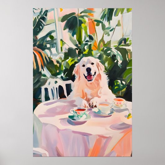 Retro Great Pyrenees Poster, Great Pyrenees Olie Poster (Voorkant)