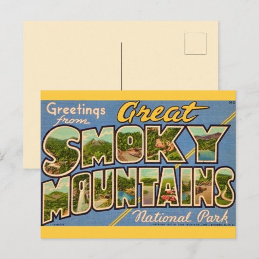 Retro Great Smoky Mountains Briefkaart (Voorkant / Achterkant)