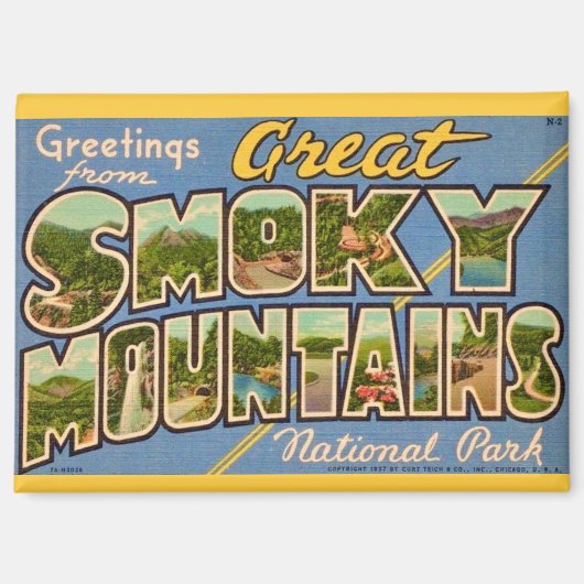 Retro Great Smoky Mountains Magneet (Voorkant)