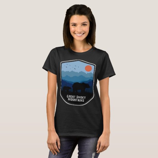 Retro Great Smoky Mountains National Park Beren T-shirt (Voorkant volledig)