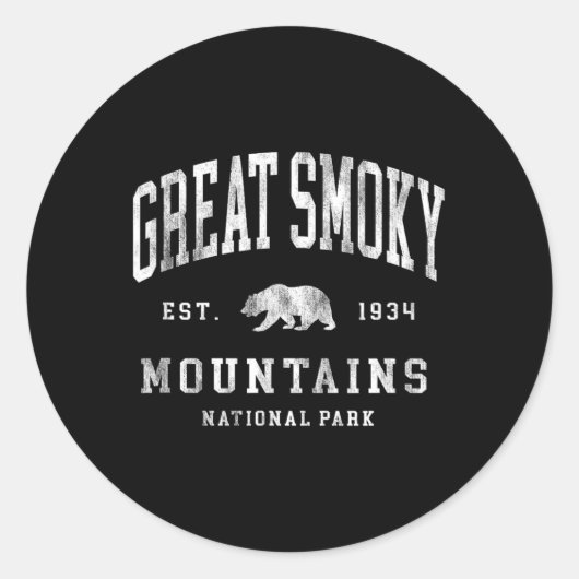 Retro Great Smoky Mountains National Park Mens Wom Ronde Sticker (Voorkant)