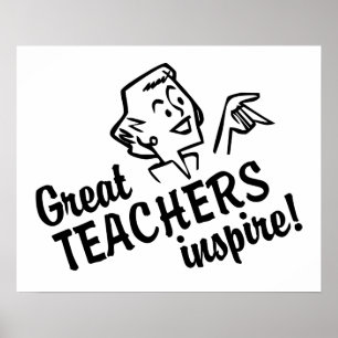 Retro Great Teachers Inspire Poster