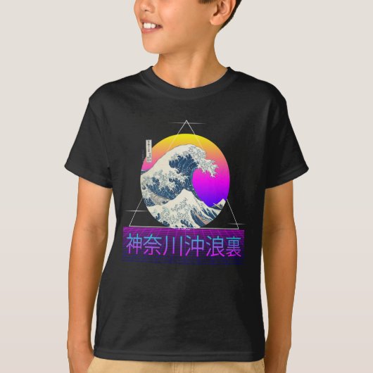 Retro Great Wave van Kanagawa Vaporwave T-shirt (Voorkant)