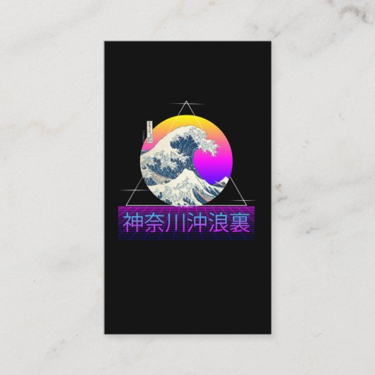 Retro Great Wave van Kanagawa Vaporwave Visitekaartje (Voorkant)