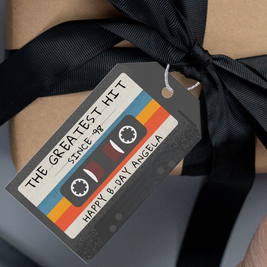 Retro Greatest Hit Cassettesingle Verjaardagsfeest Cadeaulabel