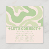 Retro Green 70s Boho Groovy Unique Trendy Unique Vierkante Visitekaartje (Achterkant)