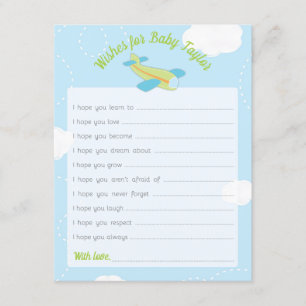 Retro Green Airplane Baby shower wenst Baby Kaart