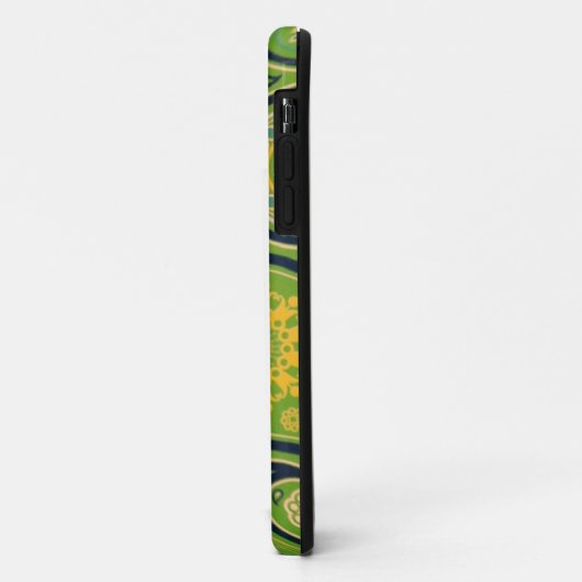 Retro Green and Yellow Paisley Design iPhone Case (Achterkant/links)