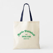 Retro Green Après Pickle Ball Social Club Tote Bag (Achterkant)