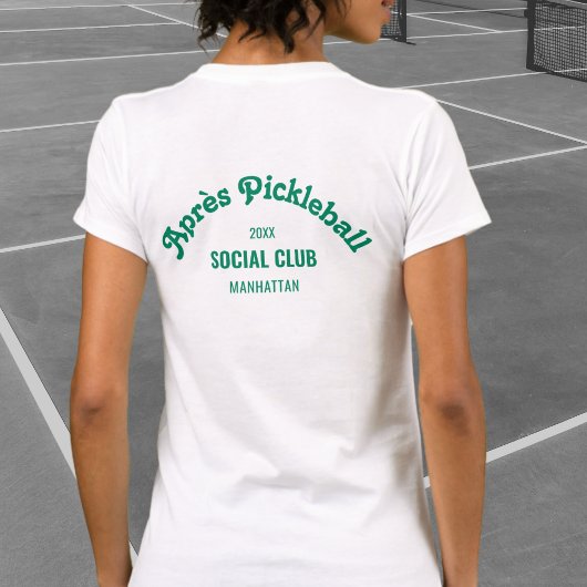 Retro Green Après Pickle Ball Social Club White T-shirt