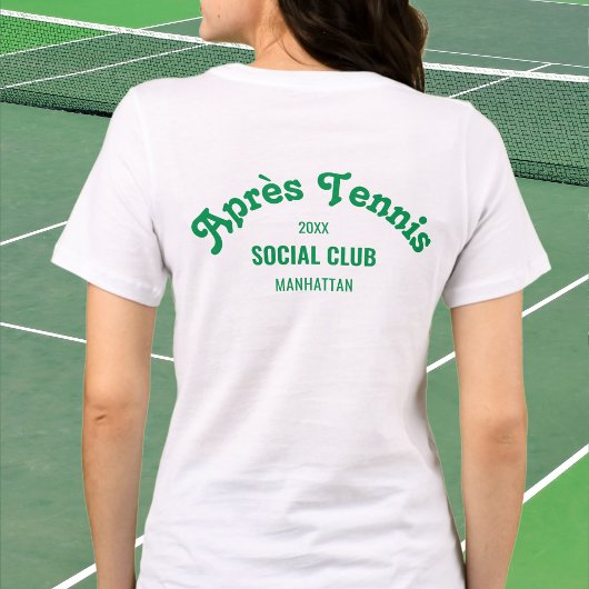 Retro Green Après Tennis Social Club Custom White Tri-Blend Shirt