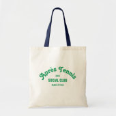 Retro Green Après Tennis Social Club Navy Handle Tote Bag (Voorkant)