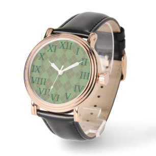 Retro Green Argyle horloge