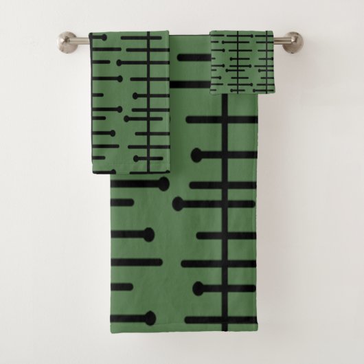 Retro Green Atomic Lines Bad Handdoek (Insitu)