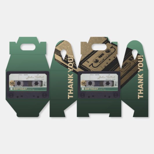 Retro Green Audiotape 50e verjaardag Dank u GFB Bedankdoosjes (Ongevouwen)