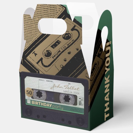 Retro Green Audiotape 50e verjaardag Dank u GFB Bedankdoosjes (Open)