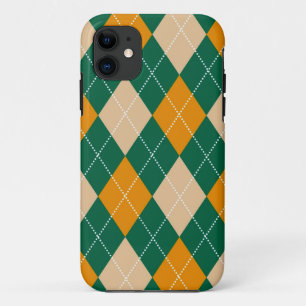 Retro Green Beige Mustard Argyle Diamond Pattern Case-Mate iPhone Case