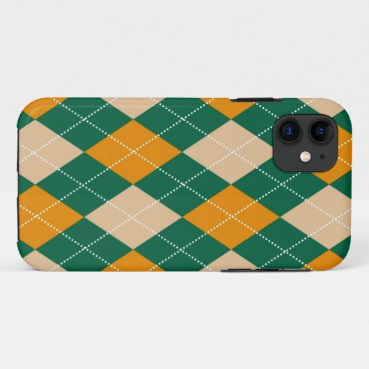 Retro Green Beige Mustard Argyle Diamond Pattern Case-Mate iPhone Case (Achterkant (horizontaal))