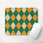 Retro Green Beige Mustard Argyle Diamond Pattern Muismat (Met muis)