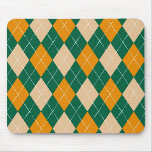 Retro Green Beige Mustard Argyle Diamond Pattern Muismat