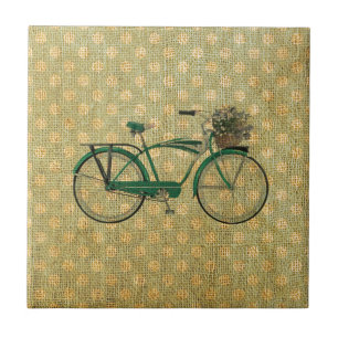 Retro Green Bike met ventilatormand Tegeltje