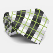 Retro Green Black en White Plays Pattern Stropdas (Opgerold)