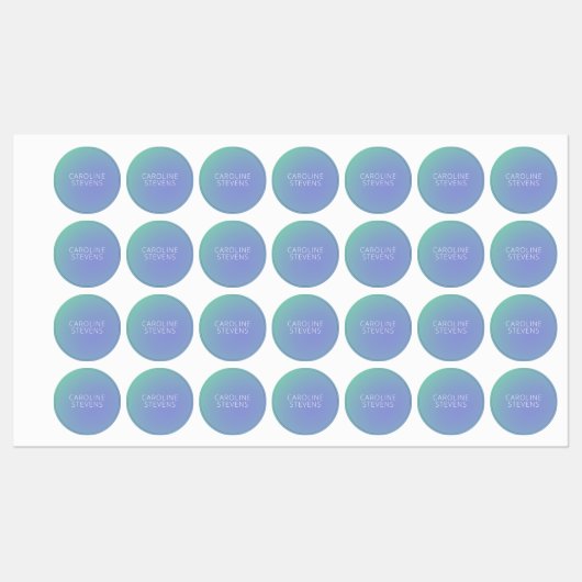 Retro Green Blue Gradient | Gepersonaliseerde naam Labels (Vel)