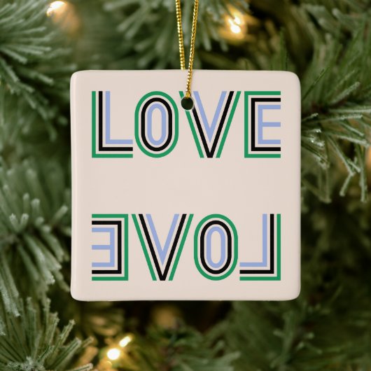 Retro Green Blue Tennis Score Love Keramisch Ornament (Boom)