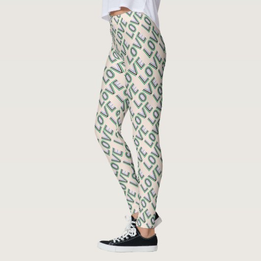 Retro Green Blue Tennis Score Love Leggings (Links)
