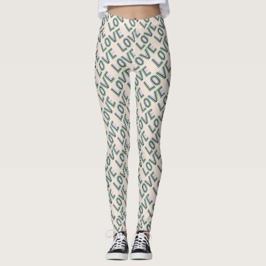 Retro Green Blue Tennis Score Love Leggings (Voorkant)