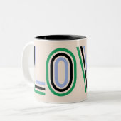 Retro Green Blue Tennis Score Love Tweekleurige Koffiemok (Voorkant links)