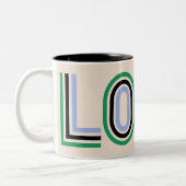 Retro Green Blue Tennis Score Love Tweekleurige Koffiemok (Links)