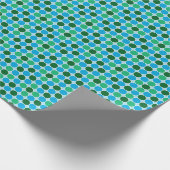 Retro Green Blue Turquoise Stippen Geometric Patte Cadeaupapier (Hoek)