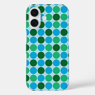 Retro Green Blue Turquoise Stippen Geometric Patte iPhone 16 Hoesje