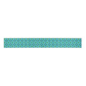 Retro Green Blue Turquoise Stippen Geometric Patte Grosgrain Lint (Voorkant)