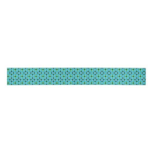 Retro Green Blue Turquoise Stippen Geometric Patte Grosgrain Lint (Voorkant)