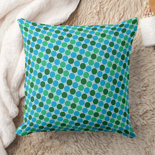 Retro Green Blue Turquoise Stippen Geometric Patte Kussen (Deken)