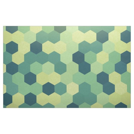 Retro Green Blue Yellow Hexagon Patroon Stof (Yard (91,4 cm))