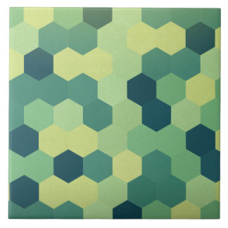Retro Green Blue Yellow Hexagon Patroon Tegeltje